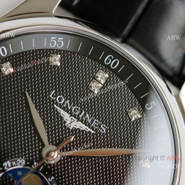 (GF) Swiss Grade Longines Moon phase Master Watch Black Leather Strap (GF) Swiss Grade Longines Moon phase Master Watch Black Leather Strap