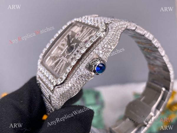 TW Factory Santos de Cartier Skeleton Watch Iced Out Cartier Automatic TW Factory Santos de Cartier Skeleton Watch Iced Out Cartier Automatic