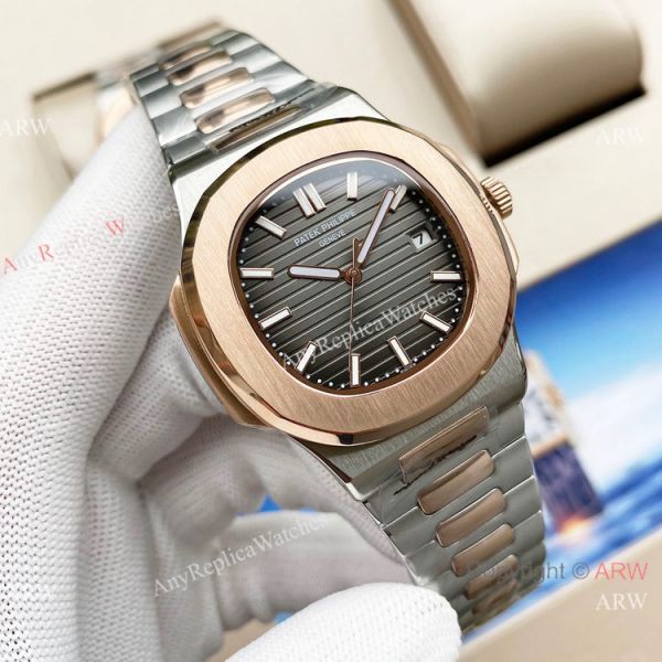 Swiss Quality Patek Philippe Nautilus 8215 Automatic Two Tone Rose Gold Black Dial Swiss Quality Patek Philippe Nautilus 8215 Automatic Two Tone Rose Gold Black Dial