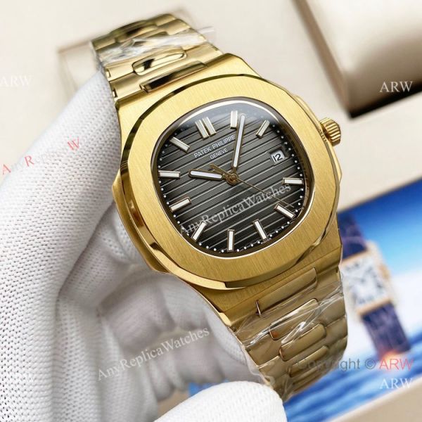 Swiss Quality Patek Philippe Nautilus 8215 Yellow Gold Black Face 42mm Swiss Quality Patek Philippe Nautilus 8215 Yellow Gold Black Face 42mm