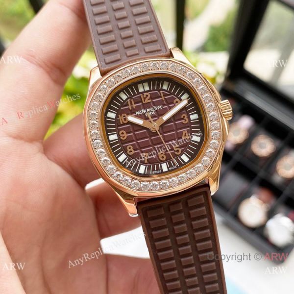 Replica Patek Philippe Lady-Aquanaut Watch Diamond Bezel Rose Gold Replica Patek Philippe Lady-Aquanaut Watch Diamond Bezel Rose Gold