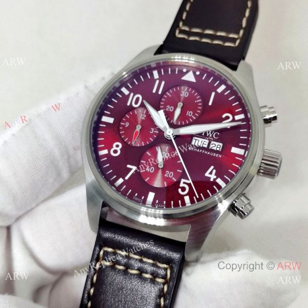 Best Replica IWC Pilots Cherry red Face Rose Gold Automatic Watches Best Replica IWC Pilots Cherry red Face Rose Gold Automatic Watches