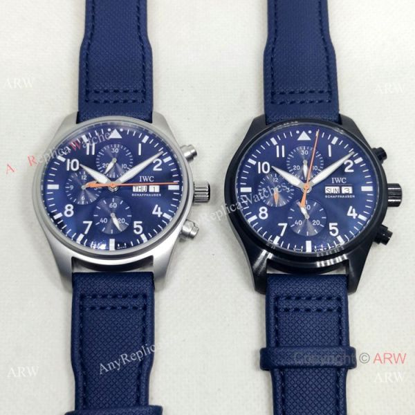 New Copy IWC Pilots Automatic Watch Orange Hand Blue Leather Strap New Copy IWC Pilots Automatic Watch Orange Hand Blue Leather Strap