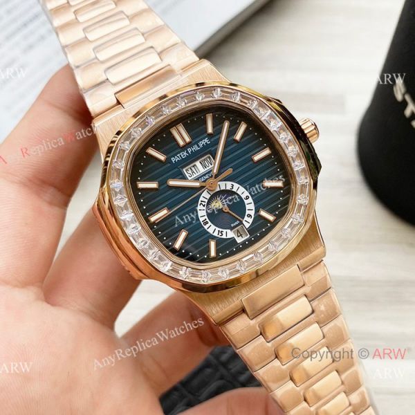 Clone Patek Philippe Nautilus Annual Calendar 42 Watches Rose Gold Diamond Bezel Clone Patek Philippe Nautilus Annual Calendar 42 Watches Rose Gold Diamond Bezel