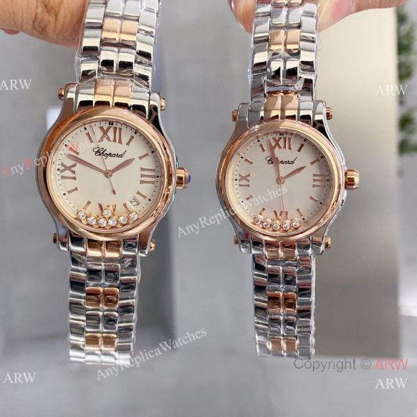 Copy Chopard Happy Sport Coral red 2-Tone Rose Gold Watches Copy Chopard Happy Sport Coral red 2-Tone Rose Gold Watches