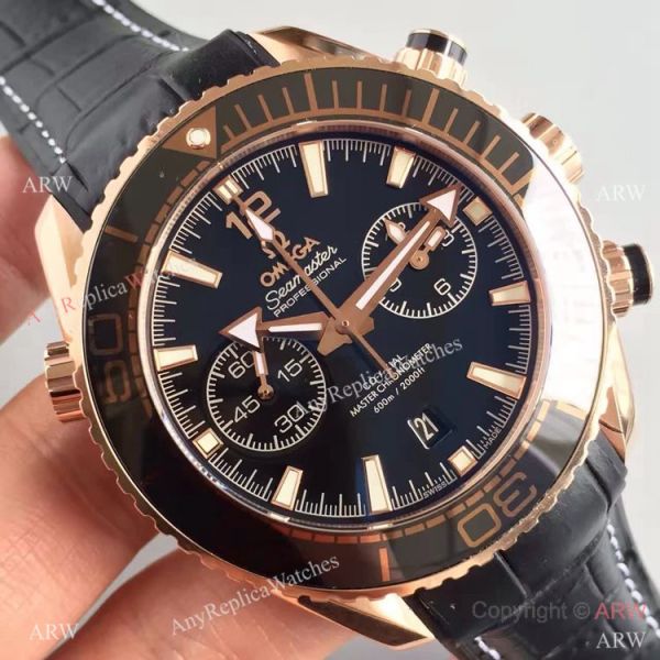 (OM)New Copy Swiss Omega Seamaster 9901 Watch Rose Gold Black Leather (OM)New Copy Swiss Omega Seamaster 9901 Watch Rose Gold Black Leather