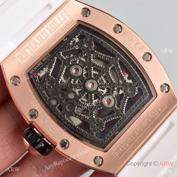 Copy Richard Mille RM 19-01 Rose Gold White Rubber Spider Face Watch Copy Richard Mille RM 19-01 Rose Gold White Rubber Spider Face Watch