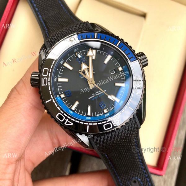 Copy Omega Seamaster Planet Ocean Deep Black GMT Watches Black Dial Copy Omega Seamaster Planet Ocean Deep Black GMT Watches Black Dial