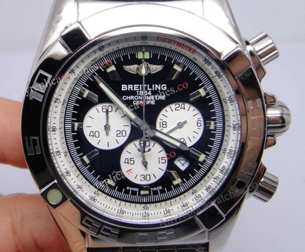 Breitling Chronomat B01 Watch Chronometre Certifie SS Black Quartz Movement Breitling Chronomat B01 Watch Chronometre Certifie SS Black Quartz Movement