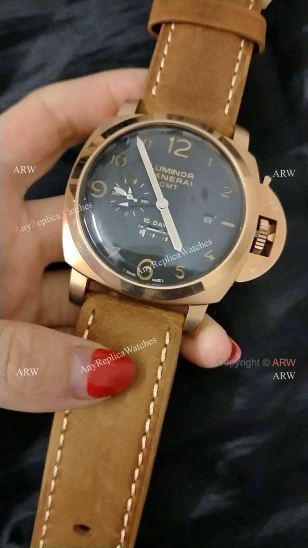 PANERAI LUMINOR 10 DAYS GMT REPLICA WATCH ROSE GOLD BLACK DIAL PANERAI LUMINOR 10 DAYS GMT REPLICA WATCH ROSE GOLD BLACK DIAL