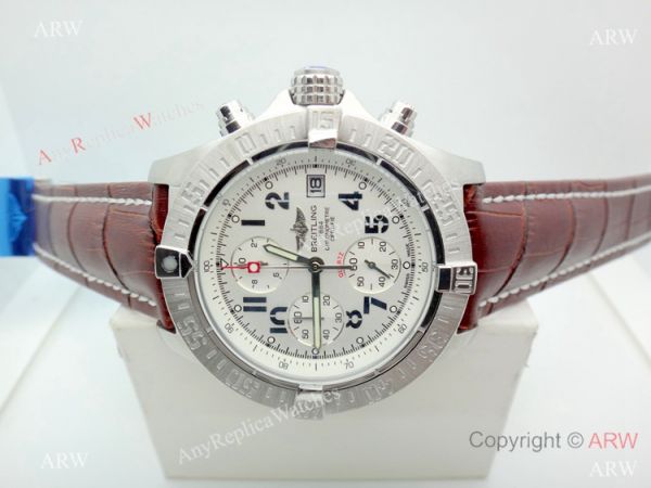 Replica Breitling Super Avenger II White Dial Brown Leather Band Watch Replica Breitling Super Avenger II White Dial Brown Leather Band Watch