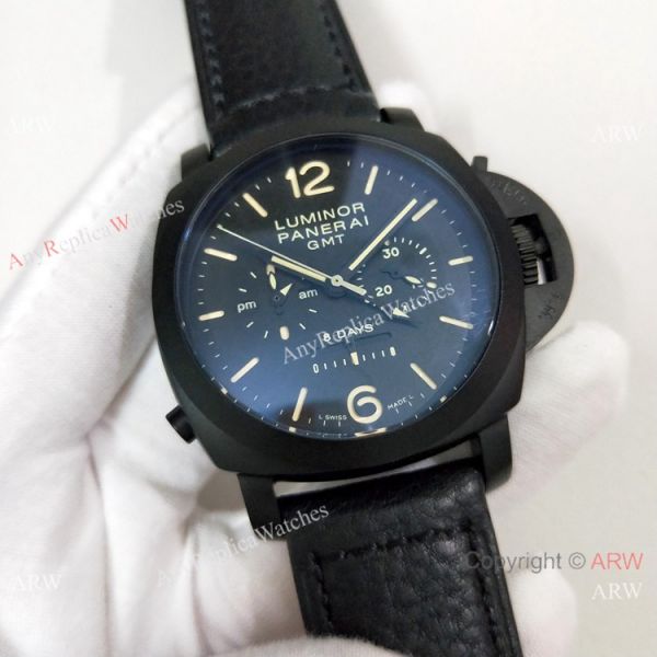 Replica Panerai Luminor GMT PAM 317 Watch Black Case Brown Markers Replica Panerai Luminor GMT PAM 317 Watch Black Case Brown Markers