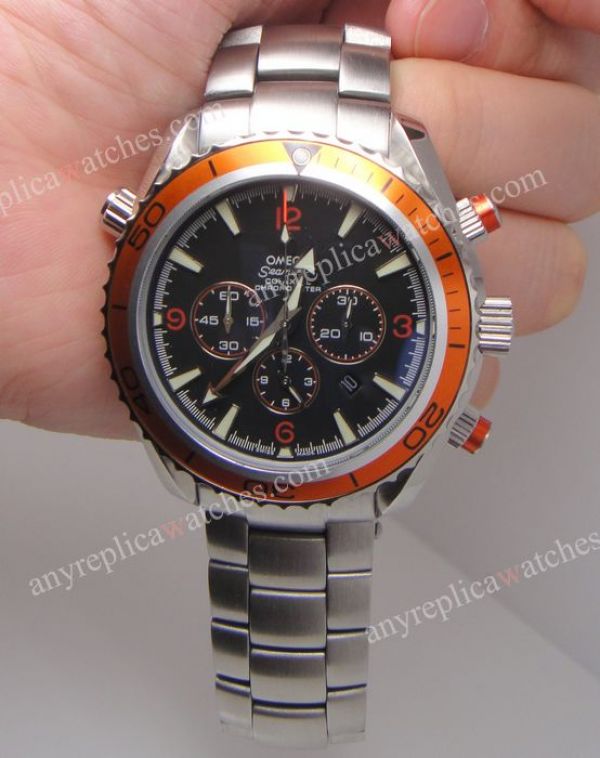 Replica Omega Planet Ocean Seamaster Watch Orange Bezel SS Chronograph Dial Replica Omega Planet Ocean Seamaster Watch Orange Bezel SS Chronograph Dial