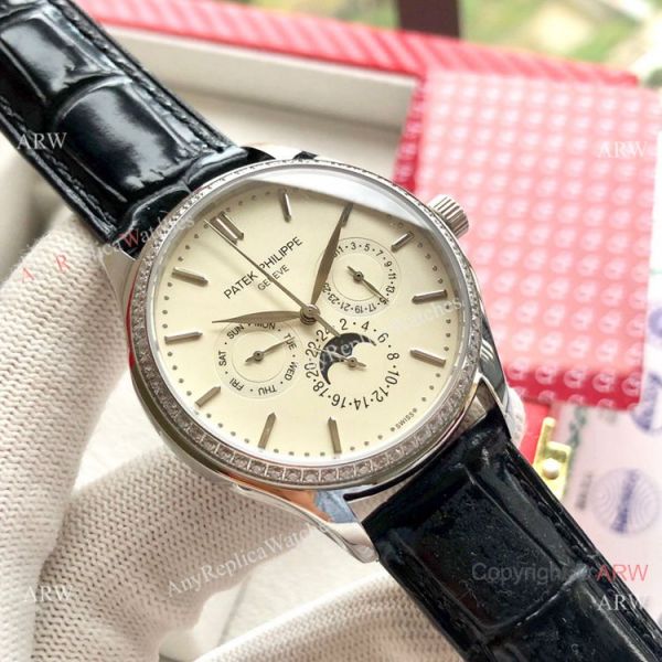 Swiss Clone Patek Philippe Geneve Complications Watch 40mm Rose Gold Case Swiss Clone Patek Philippe Geneve Complications Watch 40mm Rose Gold Case