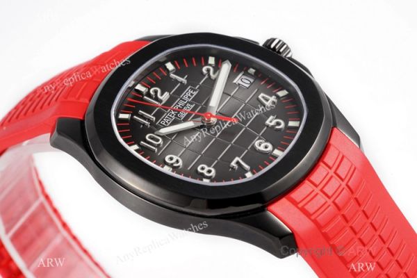 Swiss 1:1 Copy Patek Philippe Aquanaut Cal324 Watch Carbon Case Red Rubber Strap Swiss 1:1 Copy Patek Philippe Aquanaut Cal324 Watch Carbon Case Red Rubber Strap