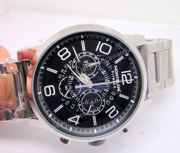 Clone Montblanc Flyback SS Black Face Chronograph Watch Clone Montblanc Flyback SS Black Face Chronograph Watch