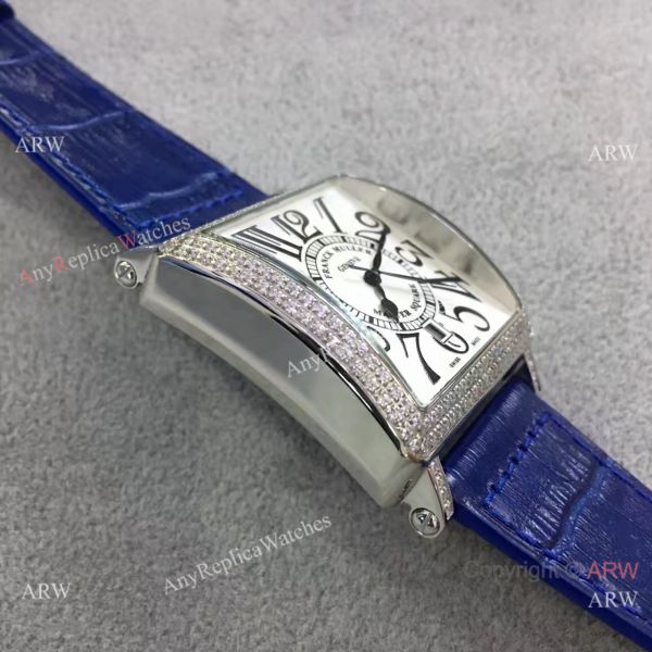 Replica Franck Muller Master Square SS Diamond Bezel Watch Blue Strap Replica Franck Muller Master Square SS Diamond Bezel Watch Blue Strap