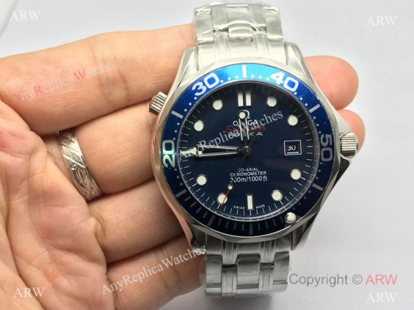 Omega Replica Watches James Bond Watch Blue Dial w/ Super Luminous Omega Replica Watches James Bond Watch Blue Dial w/ Super Luminous