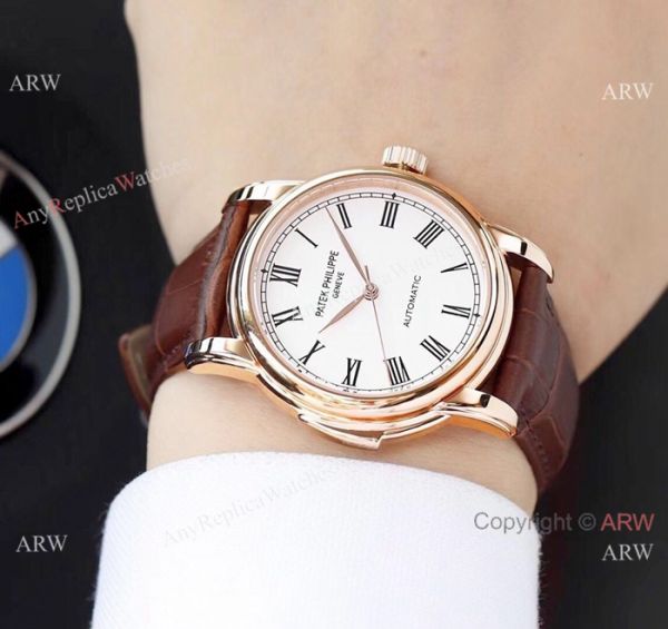 Clone Patek Philippe Calatrava Rose Gold Black Roman watch Simple Style Clone Patek Philippe Calatrava Rose Gold Black Roman watch Simple Style