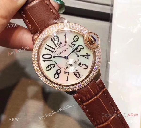 Womens Fake Cartier Watch Ballon Bleu Rose Gold Diamond Bezel Quartz 36mm Womens Fake Cartier Watch Ballon Bleu Rose Gold Diamond Bezel Quartz 36mm