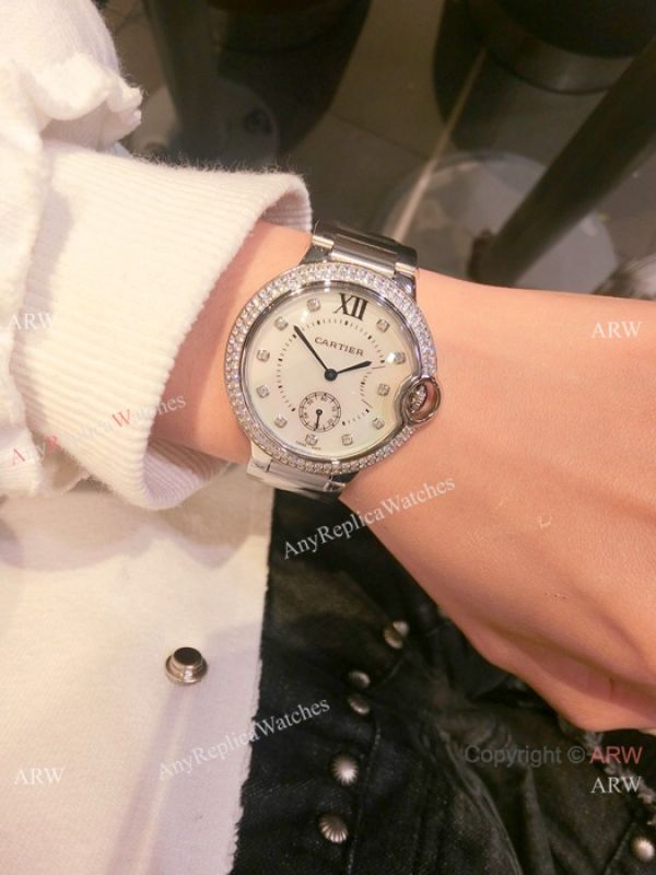 2019 Copy Cartier Ballon Bleu Watch SS White Mother of Pearl Dial 36mm 2019 Copy Cartier Ballon Bleu Watch SS White Mother of Pearl Dial 36mm