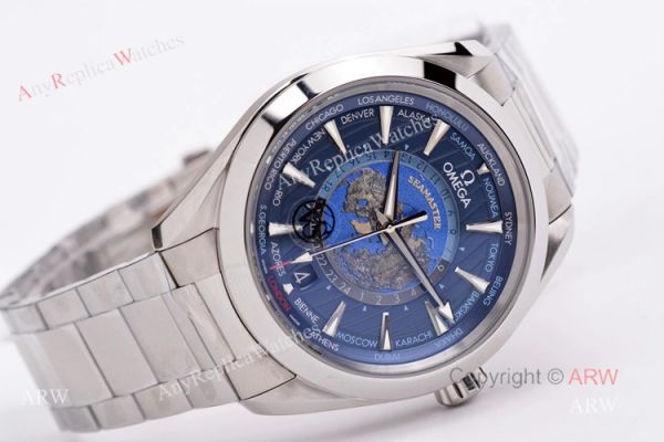 New Omega Aqua Terra Worldtimer Blue Dial 43mm Swiss Replica Watches From VS Factory New Omega Aqua Terra Worldtimer Blue Dial 43mm Swiss Replica Watches From VS Factory
