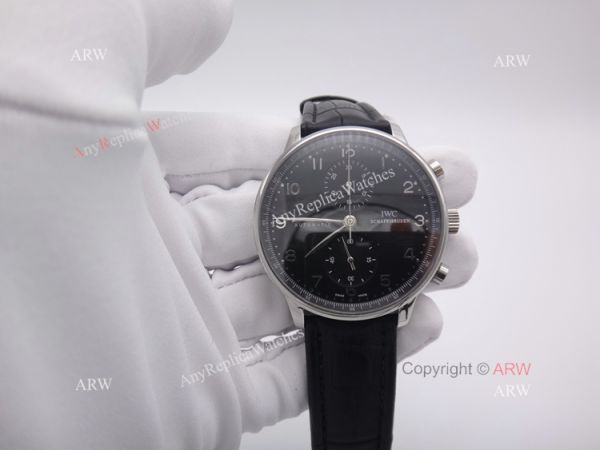 Swiss 7750 IWC Portuguese Black Face Black Leather Strap Watch Swiss 7750 IWC Portuguese Black Face Black Leather Strap Watch