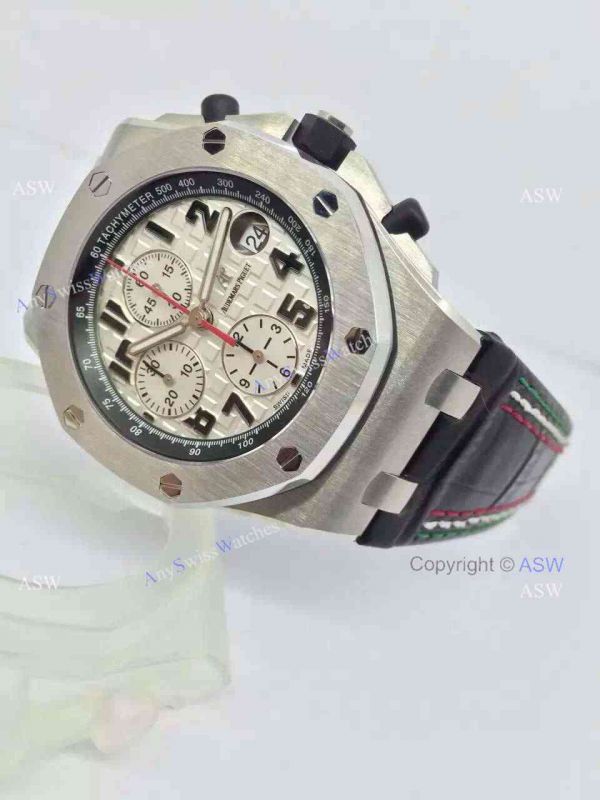 Swiss Audemars Piguet Pride of Mexico Replica Watch SS White Chronograph Black Leather Swiss Audemars Piguet Pride of Mexico Replica Watch SS White Chronograph Black Leather