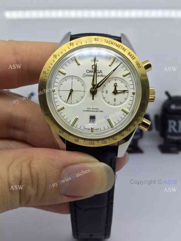Copy Swiss Omega Speedmaster Chronograph Watch Rose Gold Leather Strap Copy Swiss Omega Speedmaster Chronograph Watch Rose Gold Leather Strap