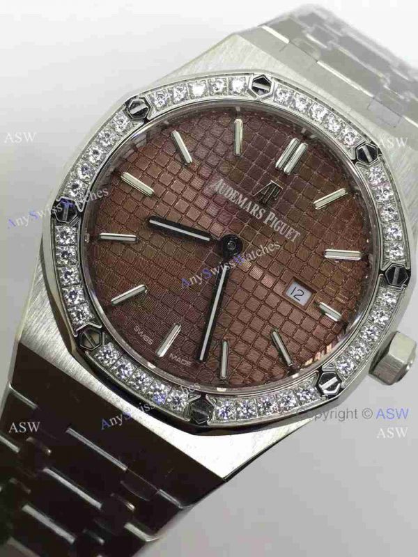 Swiss Fake Audemars Piguet Royal Oak Diamond Bezel Brown Dial Watch Swiss Fake Audemars Piguet Royal Oak Diamond Bezel Brown Dial Watch