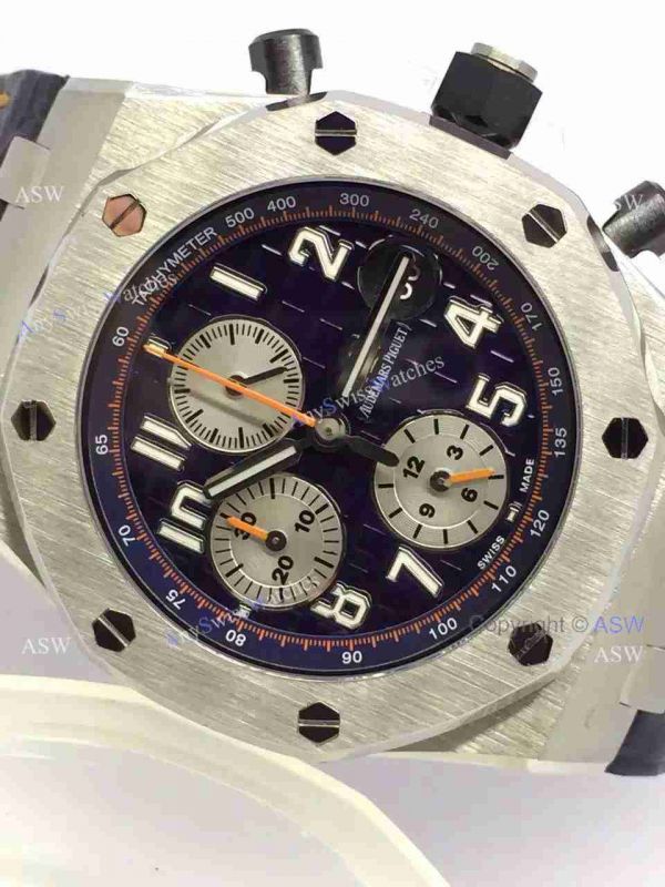 Swiss Knockoff Audemars Piguet Watch SS Blue Dial Blue Leather Swiss Knockoff Audemars Piguet Watch SS Blue Dial Blue Leather