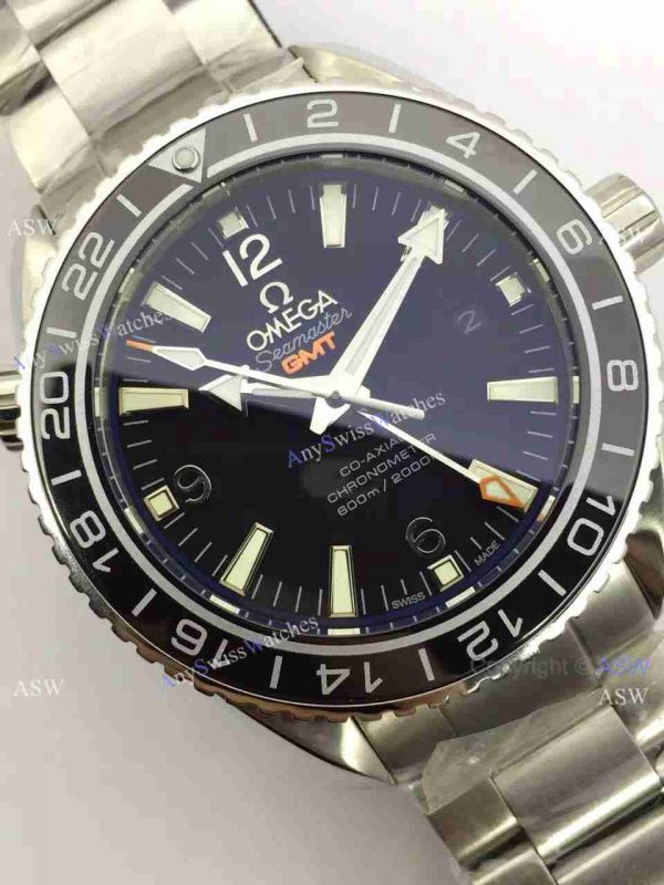 Knockoff Swiss Omega Seamaster GMT Watch Black Dial / Gray Arabic Knockoff Swiss Omega Seamaster GMT Watch Black Dial / Gray Arabic