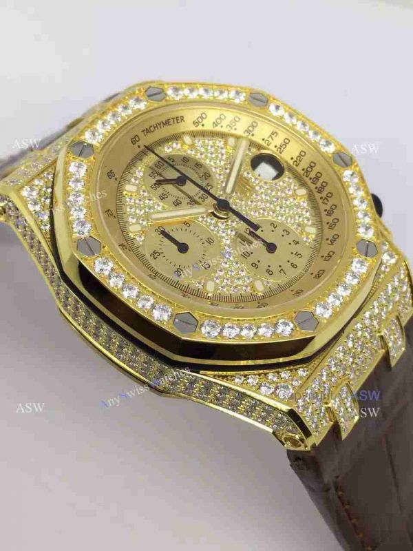 Swiss Copy Audemars Piguet Watch Yellow Case Diamond Dial / Diamond Case Swiss Copy Audemars Piguet Watch Yellow Case Diamond Dial / Diamond Case
