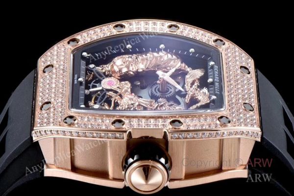 KV Factory Crazy Richard Mille RM051 Tiger Dragon rose gold with diamonds Skeleton Replica Watches KV Factory Crazy Richard Mille RM051 Tiger Dragon rose gold with diamonds Skeleton Replica Watches