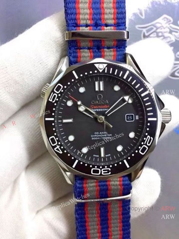 High Quality Omega James Bond Replica Watch SS Blue Dial Nato Strap High Quality Omega James Bond Replica Watch SS Blue Dial Nato Strap