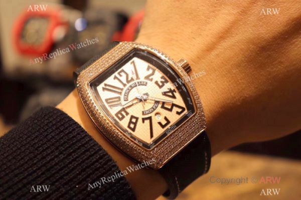 2019 Copy Franck Muller Vanguard IRON PXL Watch Rose Gold Iced Out Case 2019 Copy Franck Muller Vanguard IRON PXL Watch Rose Gold Iced Out Case
