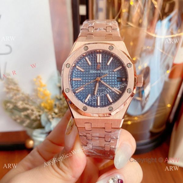 Copy Audemars Piguet Royal Oak Black Dial Rose Gold Watches 37mm Women Copy Audemars Piguet Royal Oak Black Dial Rose Gold Watches 37mm Women
