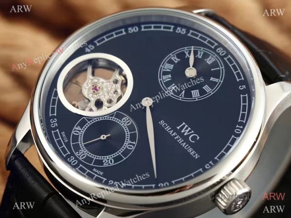 High Quality Replica IWC Tourbillon Portuguese SS Black Leather Watch High Quality Replica IWC Tourbillon Portuguese SS Black Leather Watch