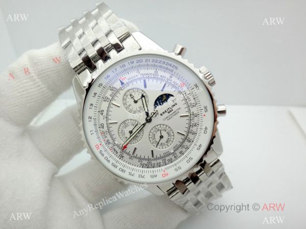 Replica Breitling Navitimer Watch White Moonphase Dial Stainless Steel Watch Replica Breitling Navitimer Watch White Moonphase Dial Stainless Steel Watch