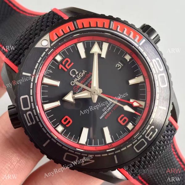 Swiss Replica Omega Seamaster Planet Ocean Deep Black GMT Ceramic Red Watch Swiss Replica Omega Seamaster Planet Ocean Deep Black GMT Ceramic Red Watch
