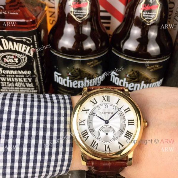 2019 Replica Cartier Ronde Solo 42mm Watches SS Black Leather Strap 2019 Replica Cartier Ronde Solo 42mm Watches SS Black Leather Strap