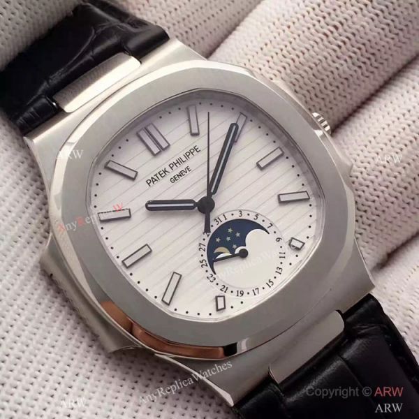 Swiss Grade 1 Patek Philippe Moonphase Replica Watch Nautilus Black Dial 40mm Swiss Grade 1 Patek Philippe Moonphase Replica Watch Nautilus Black Dial 40mm