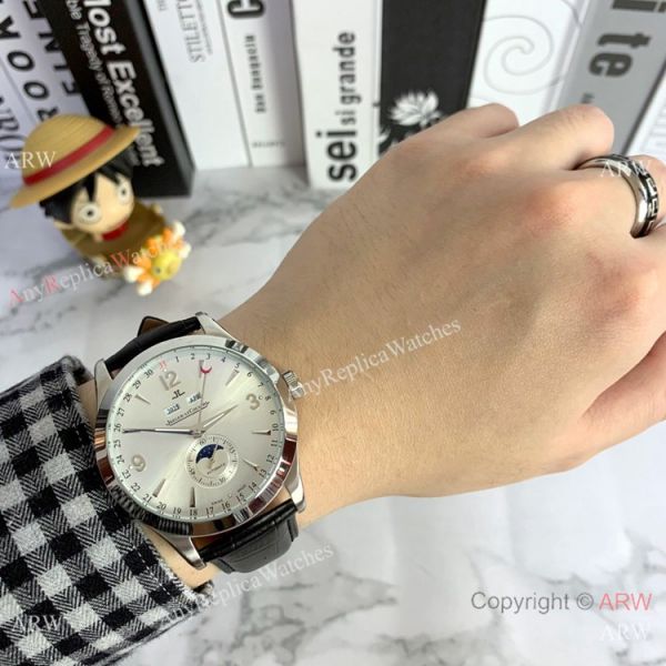 Copy Jaeger-LeCoultre Master Calendar Watch Silver Face Black Leather strap Copy Jaeger-LeCoultre Master Calendar Watch Silver Face Black Leather strap