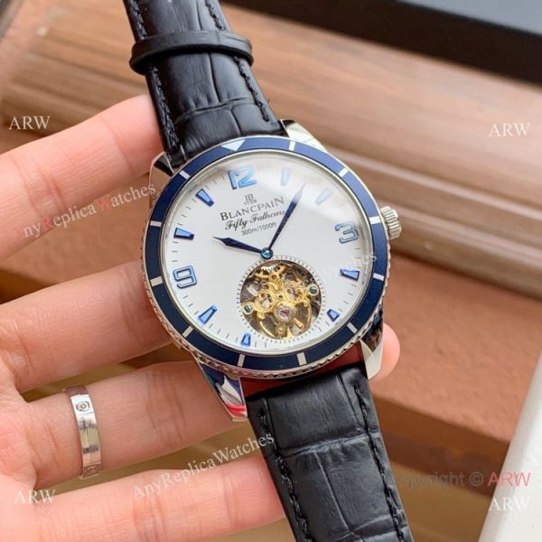 Copy Blancpain Fifty Fathoms Tourbillon Watch Rose Gold Blue bezel Copy Blancpain Fifty Fathoms Tourbillon Watch Rose Gold Blue bezel