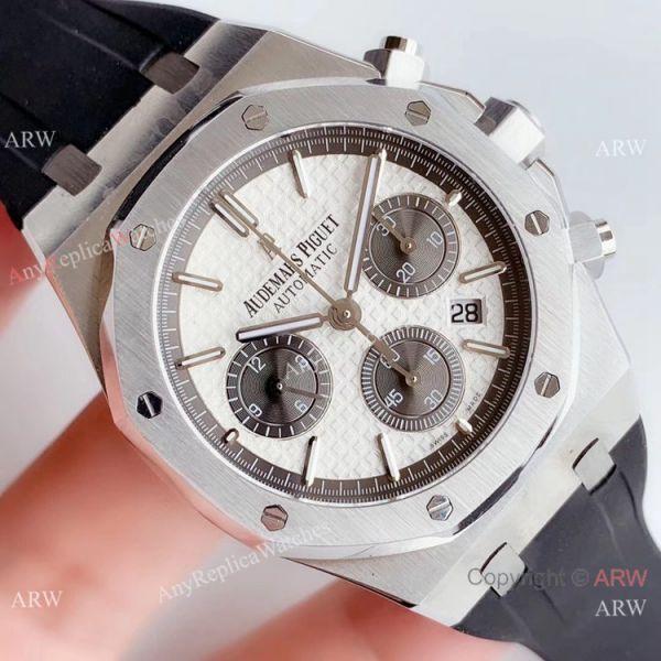 BF Replica Audemars Piguet Royal Oak Chronograph Watch White Face Rubber Strap BF Replica Audemars Piguet Royal Oak Chronograph Watch White Face Rubber Strap