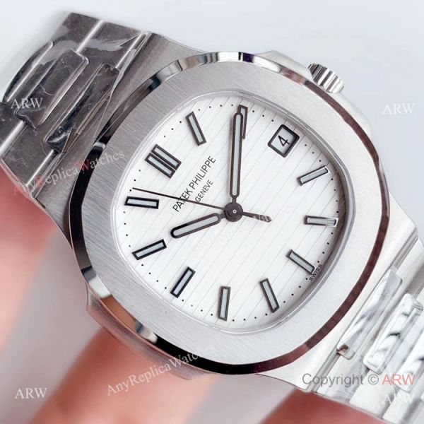 (GR) Swiss Replica Patek Philippe Nautilus Stainless Steel White Face Watch 40mm (GR) Swiss Replica Patek Philippe Nautilus Stainless Steel White Face Watch 40mm
