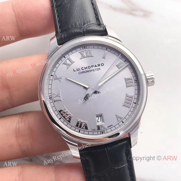 Swiss Classic Chopard L.U.C 9015 Watch SS Gray Roman Markers Swiss Classic Chopard L.U.C 9015 Watch SS Gray Roman Markers