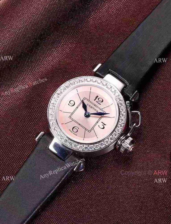 Replica Cartier Pasha SS Diamond Bezel Purple Strap Watch Ladies 28mm Replica Cartier Pasha SS Diamond Bezel Purple Strap Watch Ladies 28mm