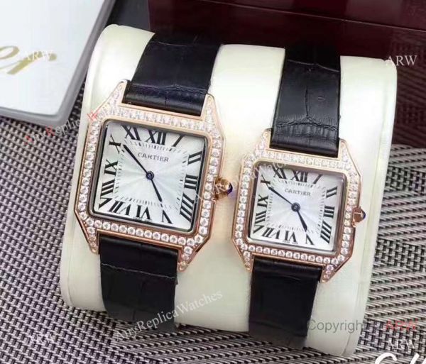 Rose Gold Cartier Santos Diamond Replica watches Lovers Watch Rose Gold Cartier Santos Diamond Replica watches Lovers Watch