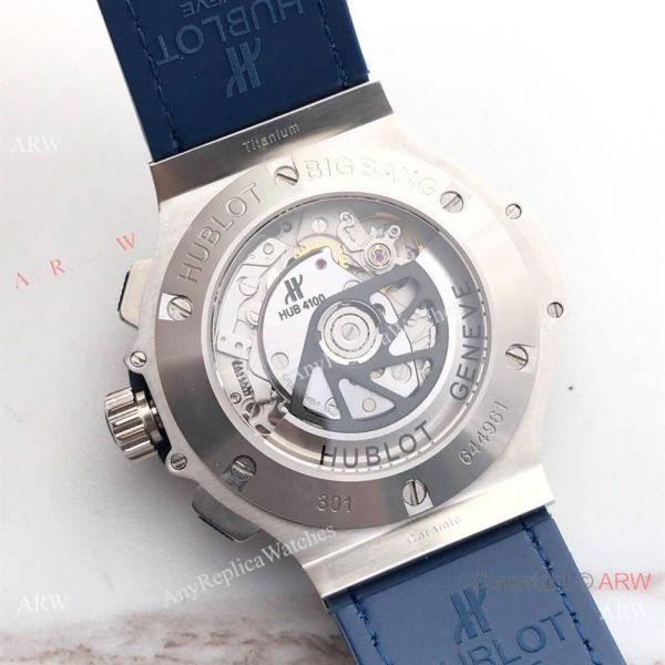 Swiss Grade Knock off Hublot Big Bang 4100 watch SS Blue Gummy Strap Swiss Grade Knock off Hublot Big Bang 4100 watch SS Blue Gummy Strap
